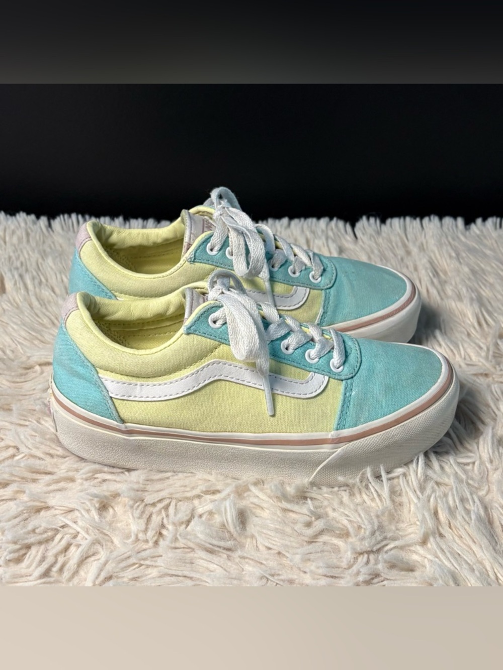 VANS Missy Old Skool Blue & Yellow Sneakers Size 2